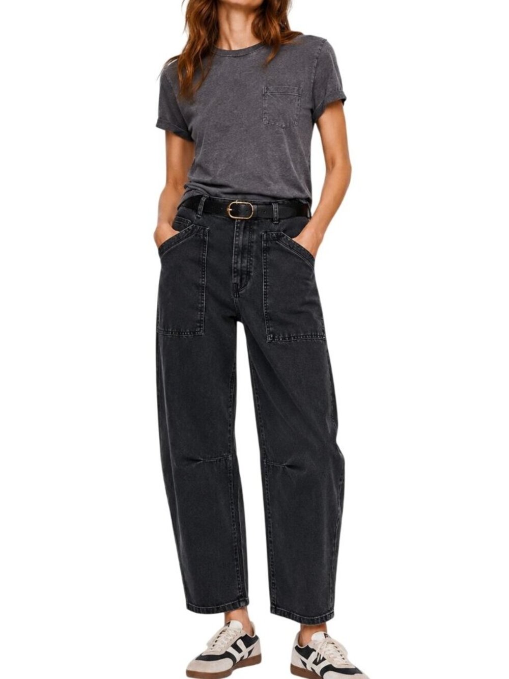 Nili Lotan Shon Barrel Leg Pants Mid-Rise Trouser